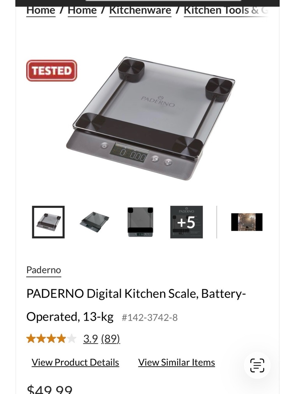 Gray Digital Kitchen Scale - 13 kg